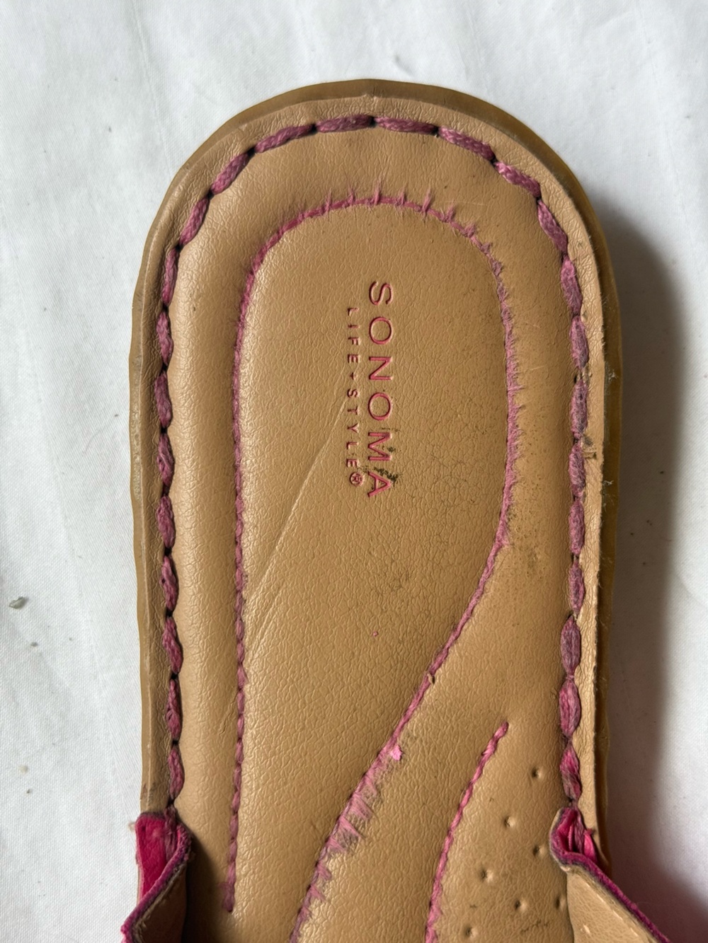 Sonoma Life + Style "Mariel" Fuchsia Pink Floral Slide Sandals Size 8 Summer - Picture 7 of 8